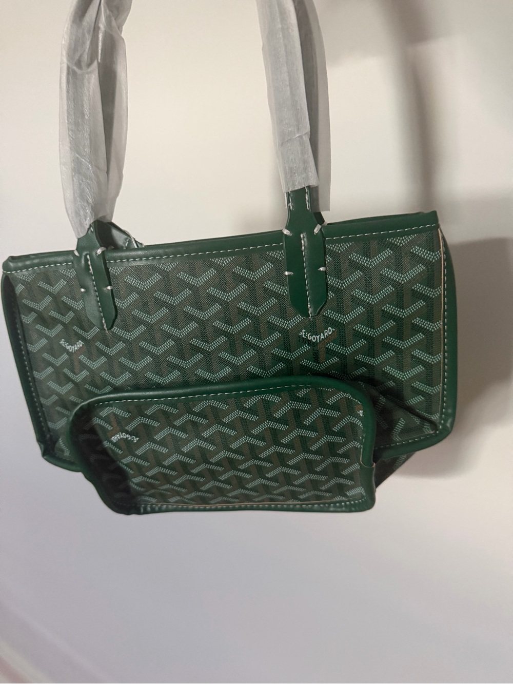 Green Patterned Tote Bag - Women's Handbag - Picture 2 of 4